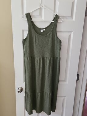GAP Olive Green Tank Tiered Maxi Dress